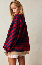 Women Spring Striped Crewneck Sweater
