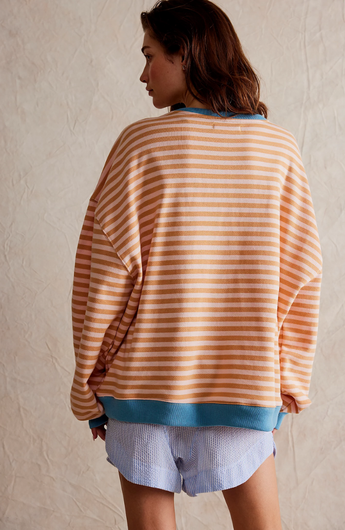 Women Spring Striped Crewneck Sweater