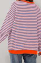 Women Spring Striped Crewneck Sweater