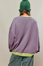 Women Spring Striped Crewneck Sweater