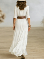 Women's Button-Front Maxi Dress - Flowing Summer Dress