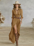Women's Button-Front Maxi Dress - Flowing Summer Dress