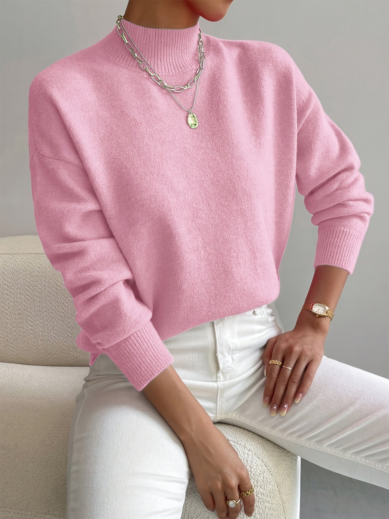 Women’s Spring Comfortable Mock Neck Sweater