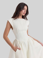 Women's Open Back Satin Dress - Formal Tea-Length Midi
