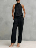 Women's Sleeveless Cotton-Linen Two-Piece Set