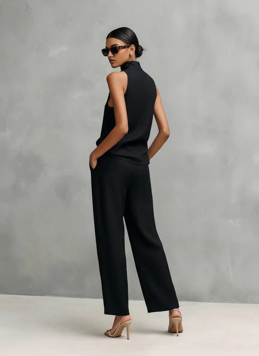 Women's Sleeveless Cotton-Linen Two-Piece Set